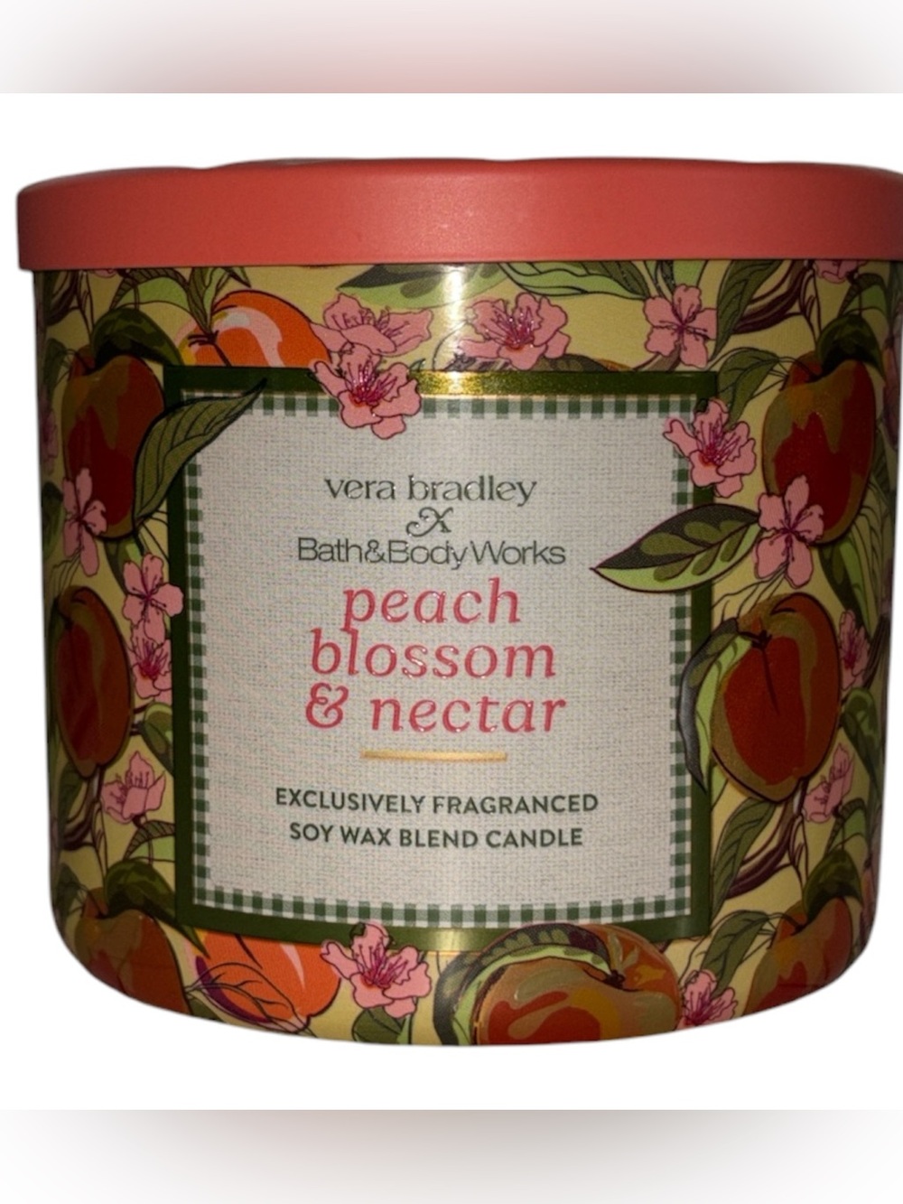 Bath & Body Works/Vera Bradley collab Peach Blossom & Nectar Candle 14.5 oz new - Picture 1 of 4